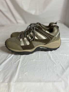 Merrell Womens 6 Hiking Shoes Trail Outdoor Sneakers Brown Tan Lace Up Comfort